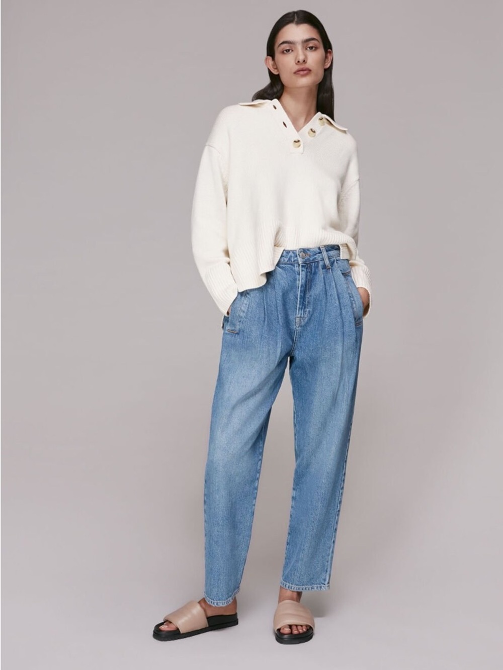 Whistles Authentic Pleat Front Jeans NWT 32